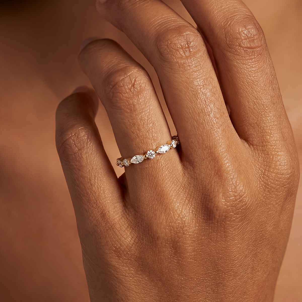 Women's Geometric Horse Eye Ring, Fashion Engagement